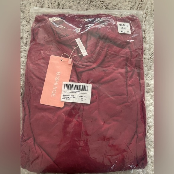 Plus Size Maxi Dress Long Sleeve Empire Waist Size 4XL /26 Burgundy Wine Color - Picture 5 of 11